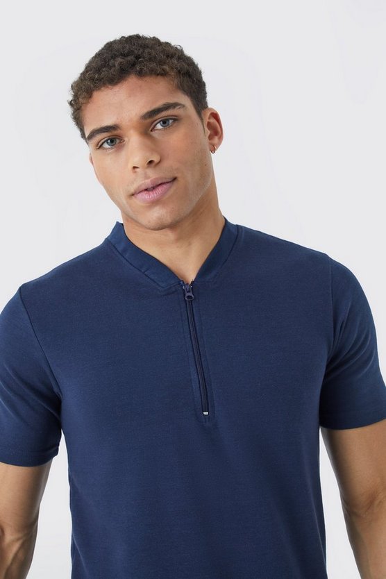 Slim-Fit Poloshirt mit Bomber-Kragen