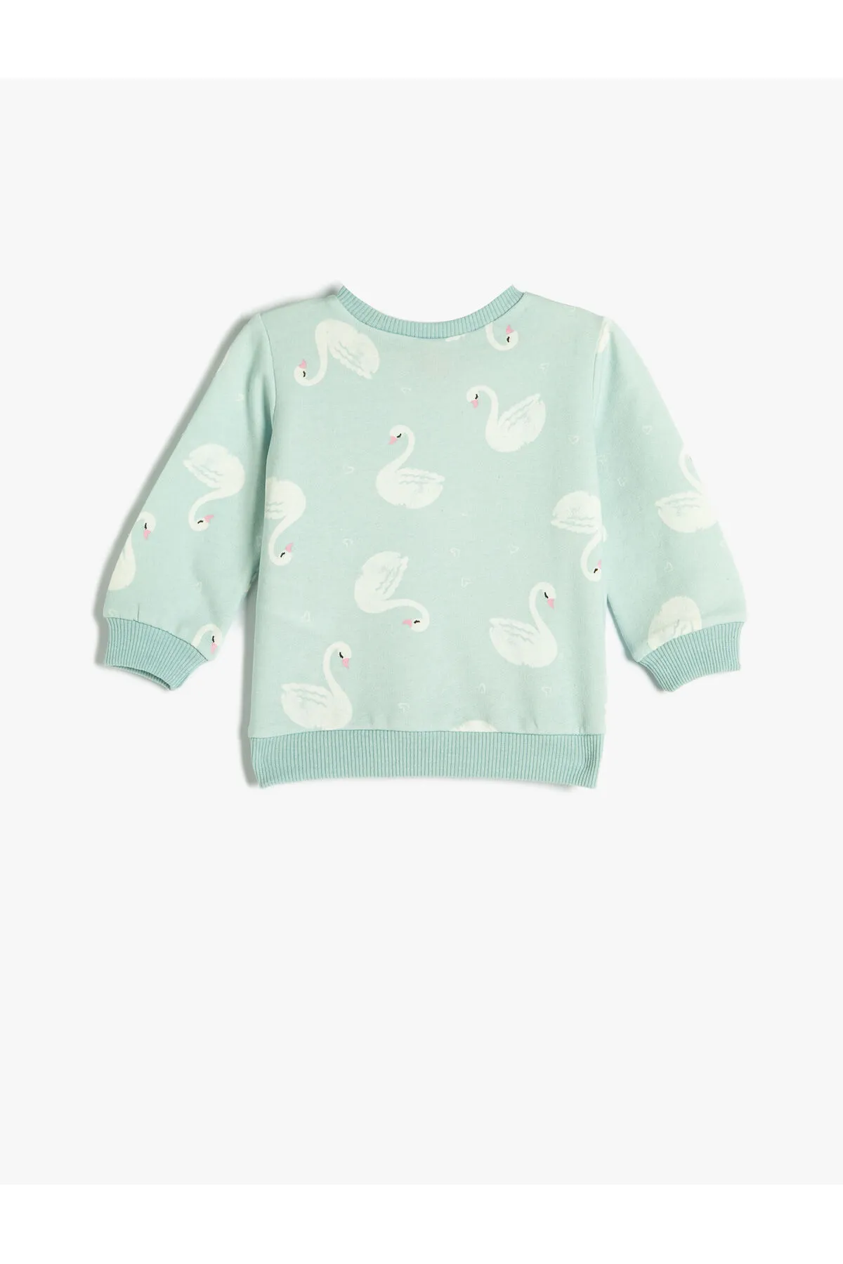 Koton  Sweatshirt mit Schwanenmuster, langärmlig, Rundhalsausschnitt aus Baumwolle