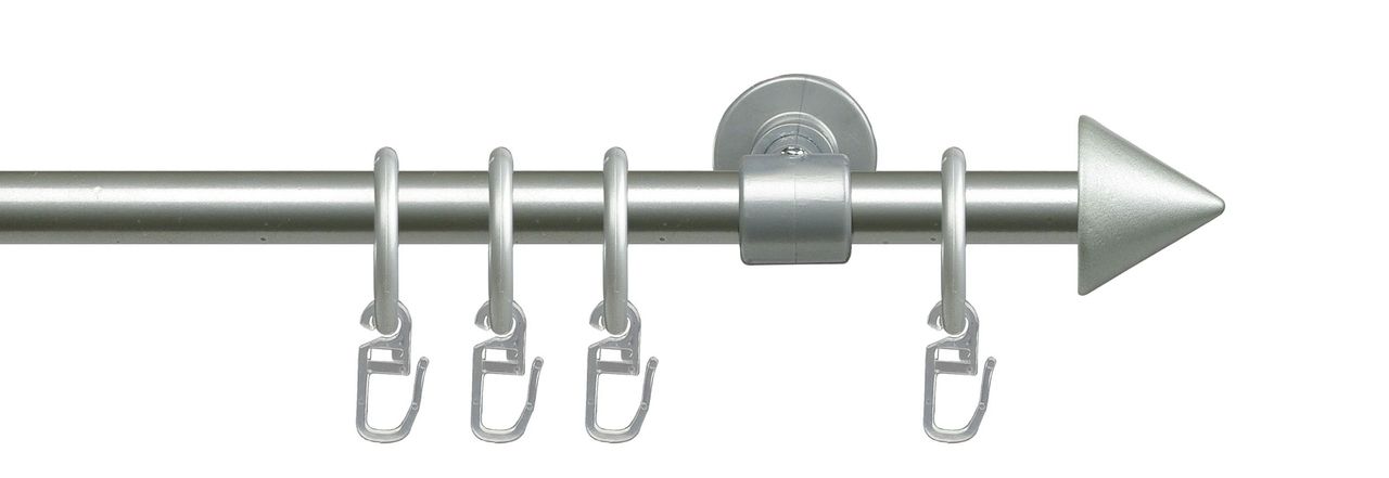 Bella Casa Stilgarnitur Gardinenstange Kegel 16 mm Ø, 120 cm, silbermatt