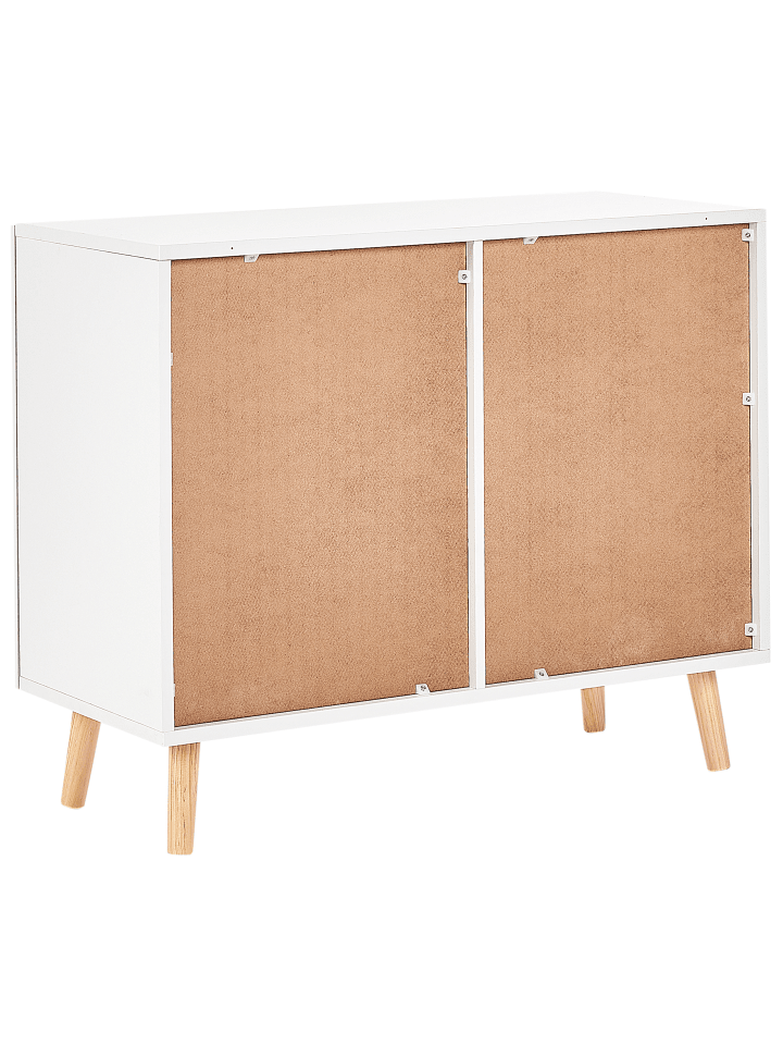 Beliani Sideboard CLOUDY in Weiß/Heller Holzfarbton - (W) 80 x (H) 65 x (L) 36 cm günstig kaufen onesize