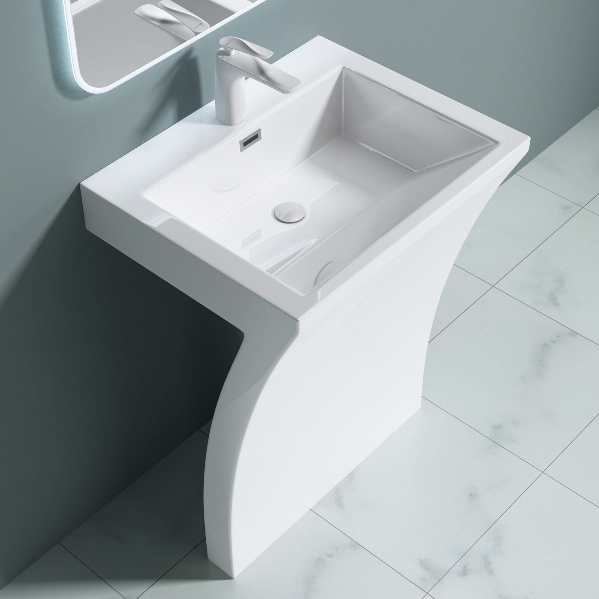 doporro Waschbecken doporro Design Standwaschbecken Col07 Gussmarmor Waschplatz Standsäule