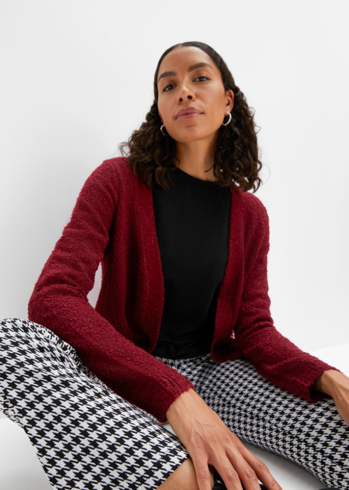Boucle-Longstrickjacke