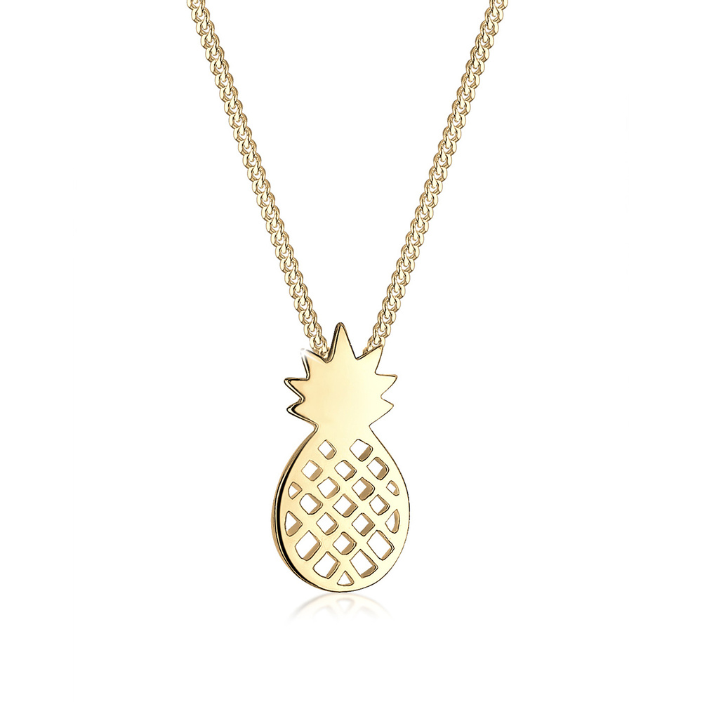 Elli Elli Collier Femme Ananas Été Fruit - (925/1000) Argent Bijoux