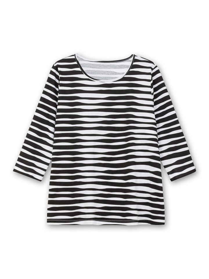 sheego Shirt in schwarz gestreift günstig kaufen