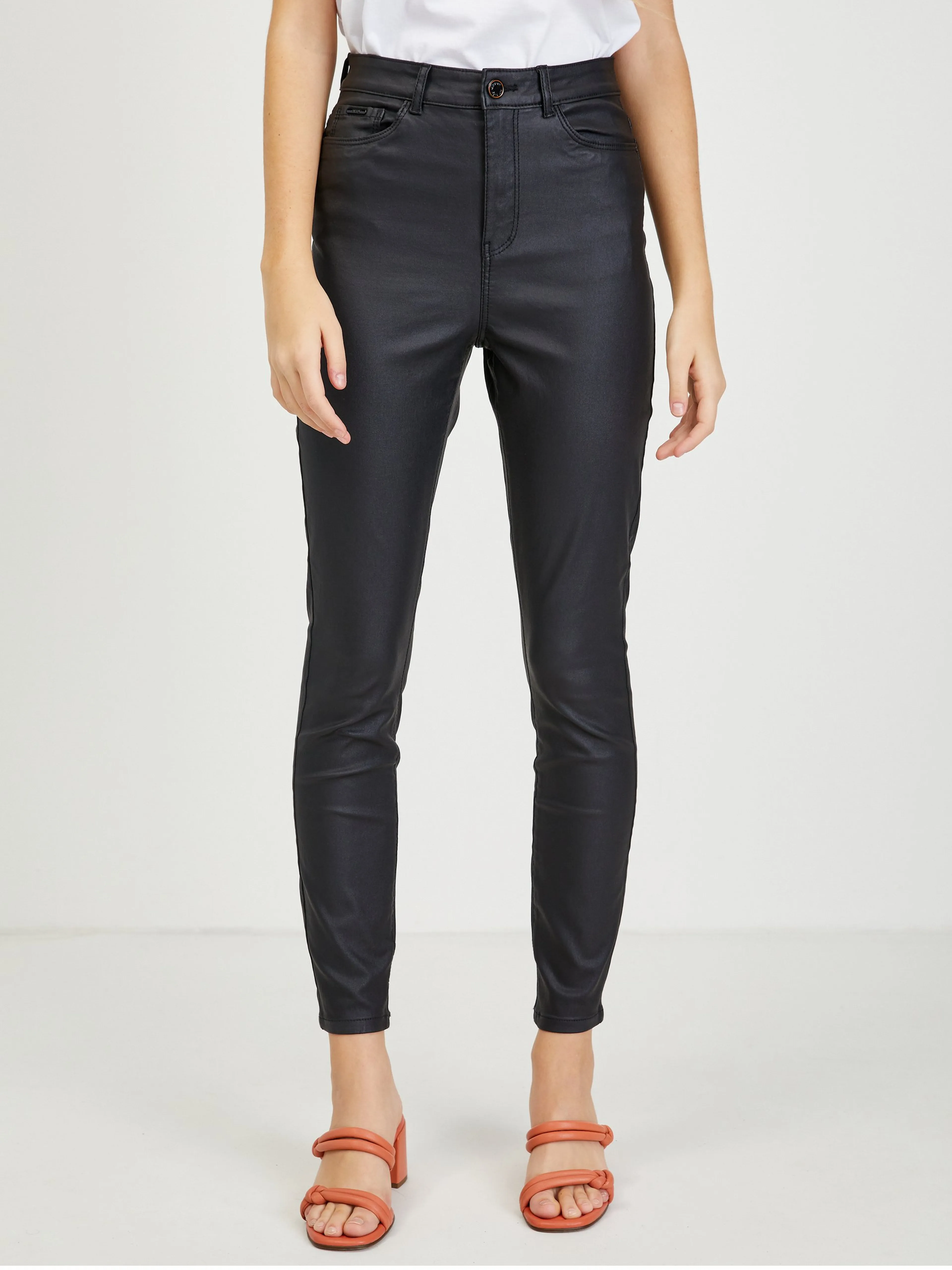 Schwarze Damen Kunstlederhose ORSAY