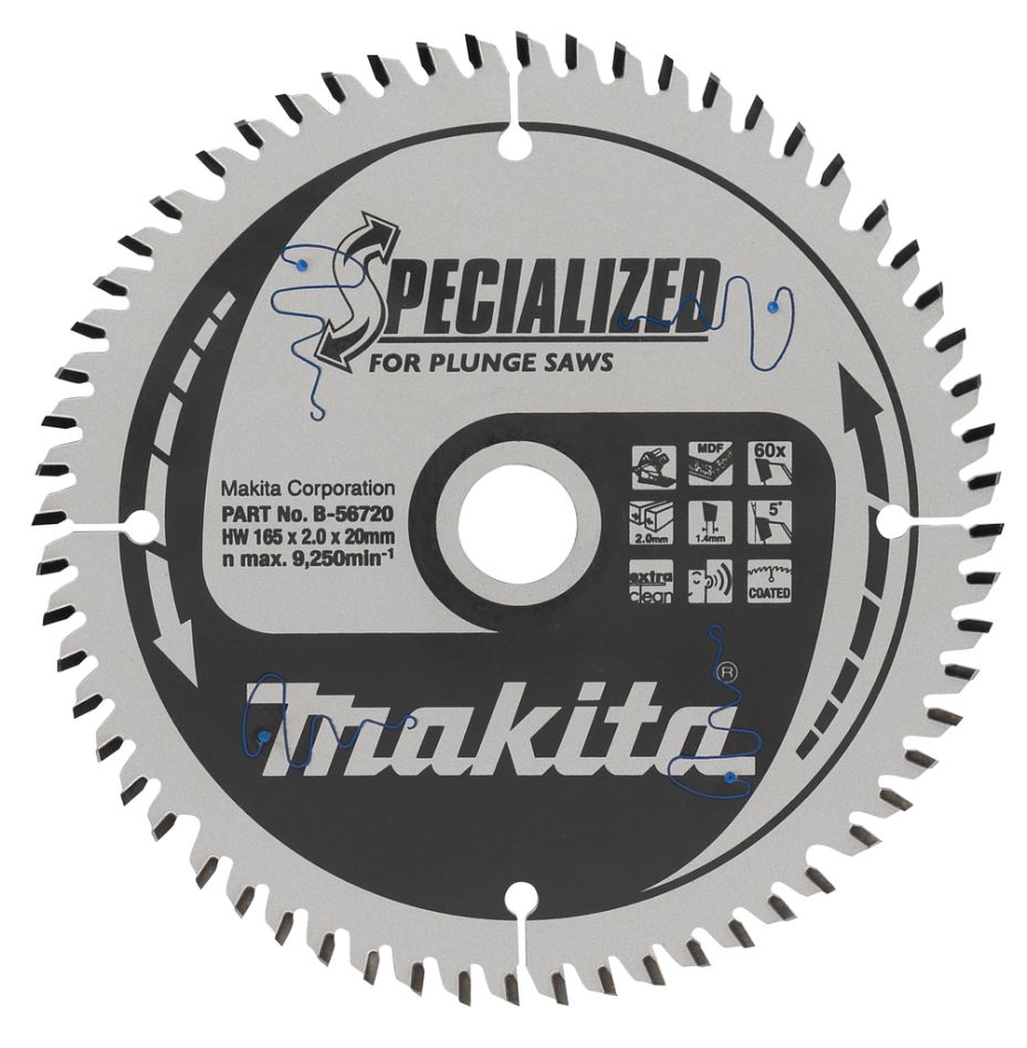 Makita Accessories B-56786 Λεπίδα πριονιού Specialized HM 165 x 20 x 60T πάχος 1,40mm