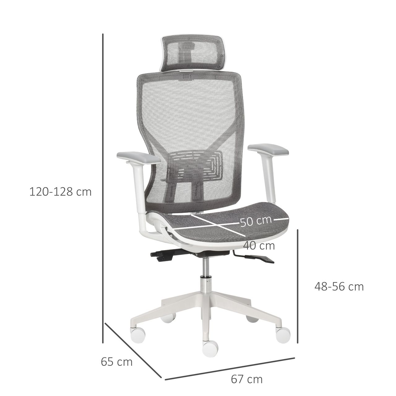 Vinsetto Bürostuhl Drehstuhl höhenverstellbar mit 3D-Armlehne 3 Stufen Mesh