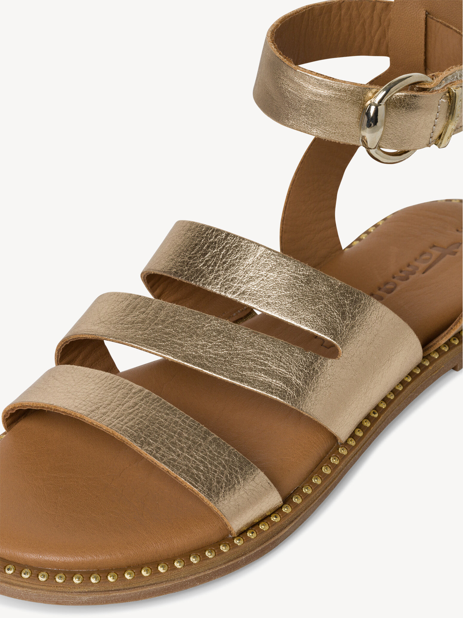 Sandale en cuir - métallique