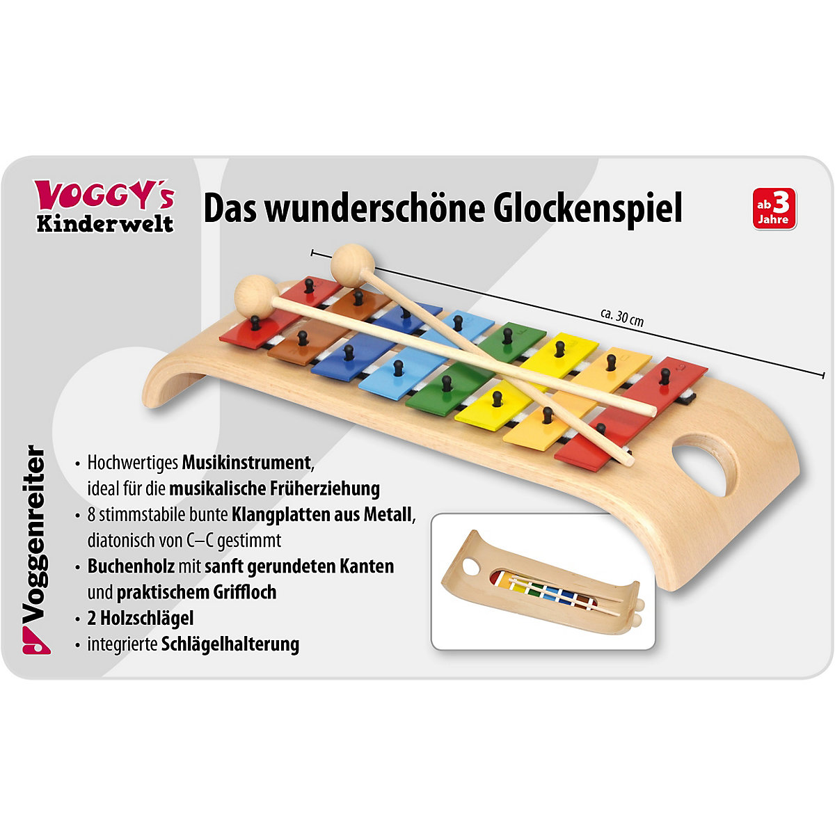 Das wunderschöne Glockenspiel (Holzglockenspiel mit Metallplatten, diatonisch, 2 Schlägel)