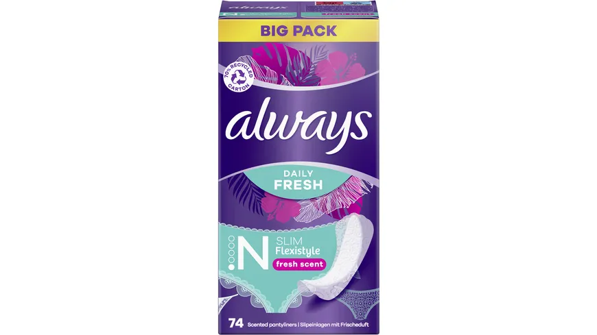 Always DAILY Slipeinlagen Fresh Flexistyle Slim mit Frischeduft BigPack 74 Stück