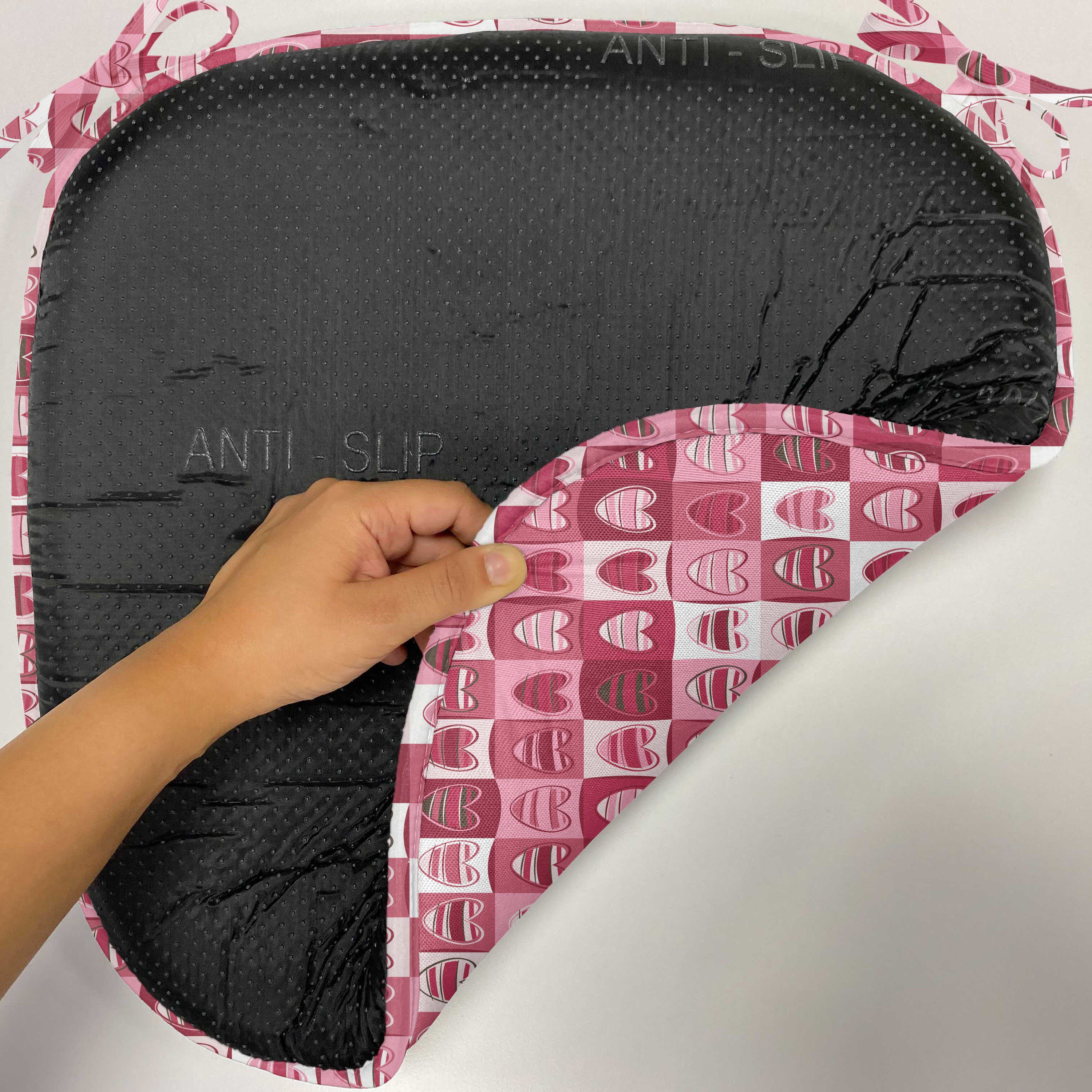 Abakuhaus Stuhlkissen Dekoratives wasserfestes Kissen mit Riemen für Küchensitze, rosa, Weiß, Vintage Geometric