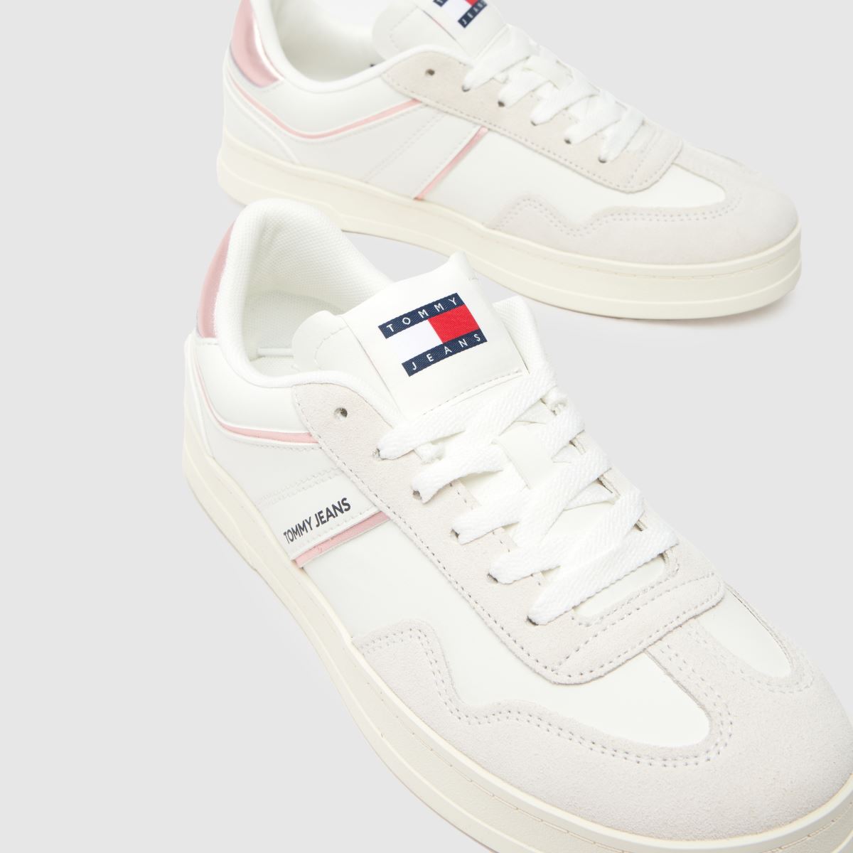 Tommy Jeans Greenwich-sneakers i vitt och rosa