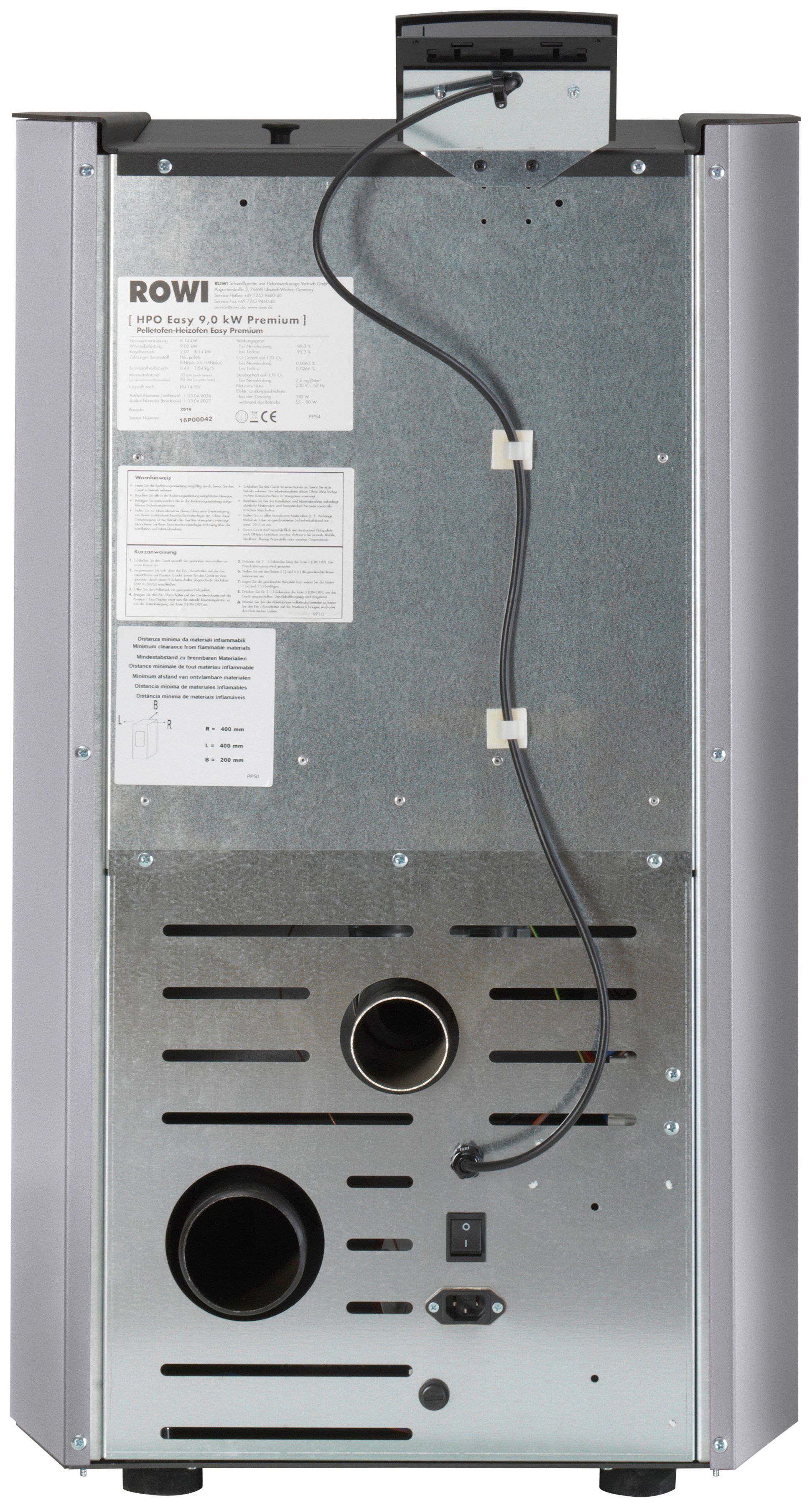 ROWI Pelletofen HPO 9,0 Easy Premium, 8,1 kW, Zeitbrand, 55-90 W, 230 V