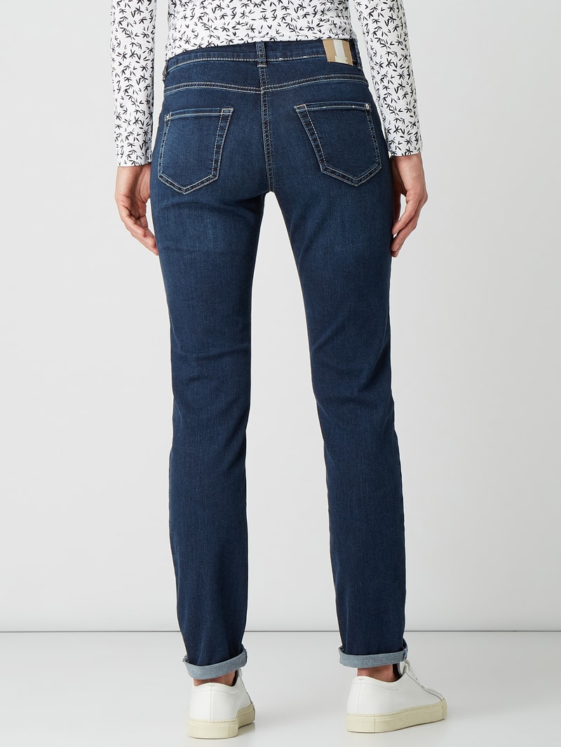 Slim Fit Jeans mit Reißverschlusstasche in marineblau