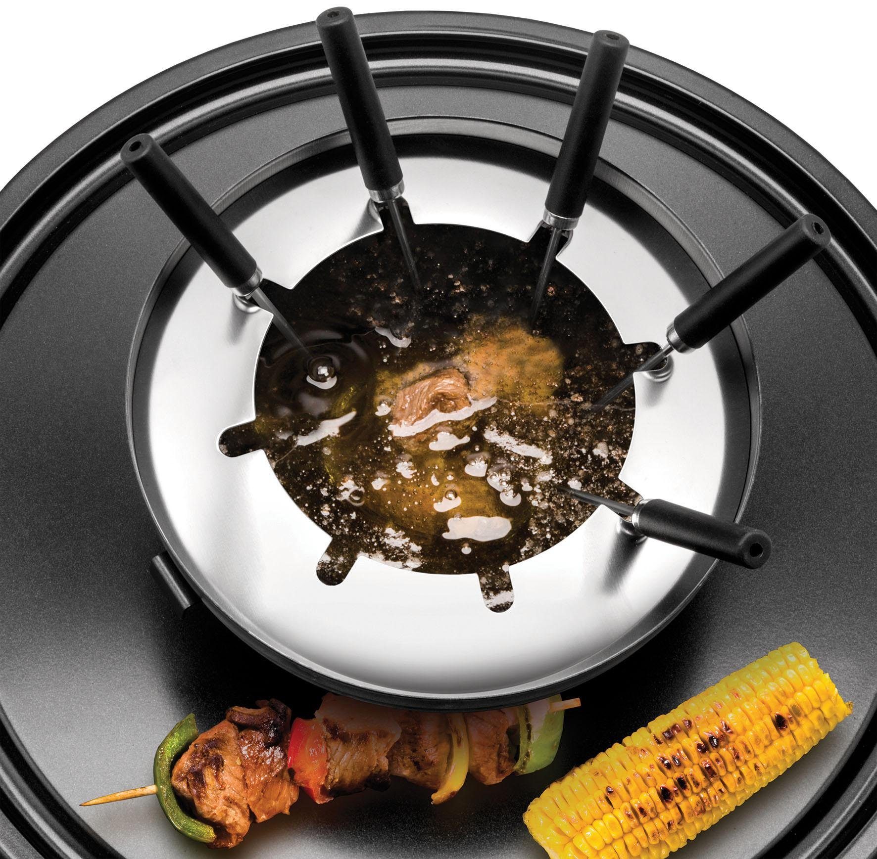 Unold Raclette und Fondue-Set Multi 4 in 1 - 48726, 8 Raclettepfännchen, 1300 W