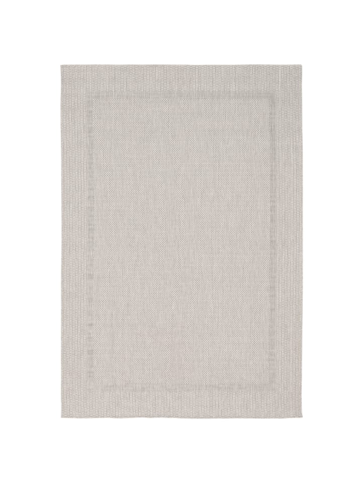 Pergamon In & Outdoor Teppich Natur Valencia Bordüre in Silber günstig kaufen 80 x 150cm