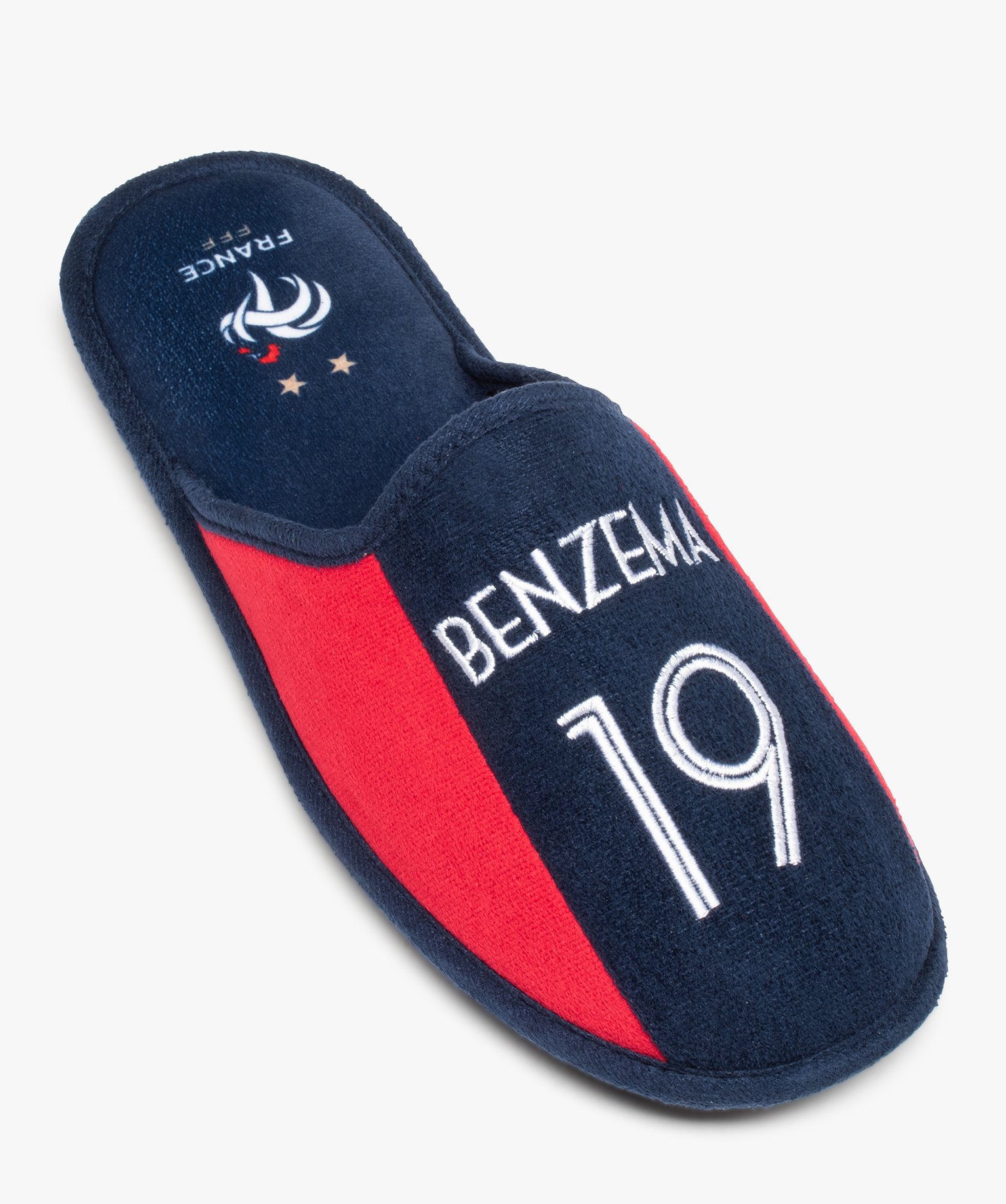 Chaussons homme mules plates en velours - Benzema bleu | GEMO