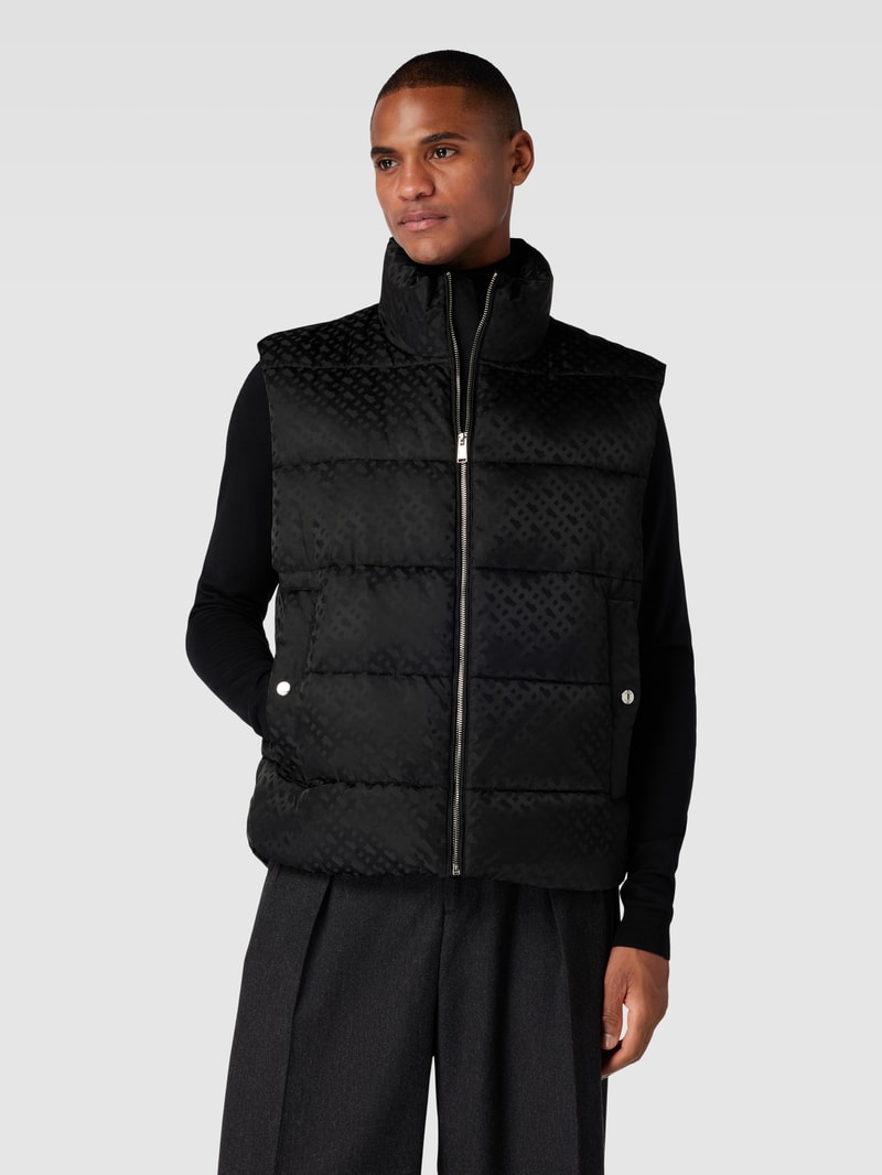 Steppweste mit Logo-Muster in schwarz