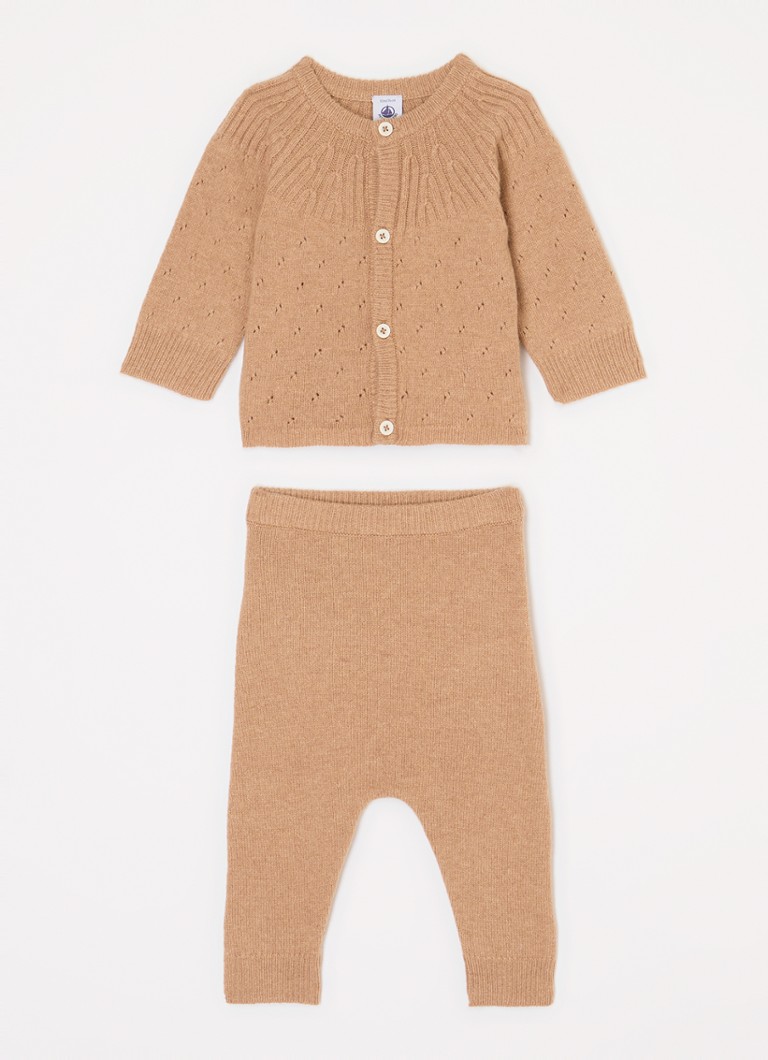 Souprava Petit Bateau s jemně pleteným kardiganem a dětskými kalhotami ze směsi vlny, 2dílná