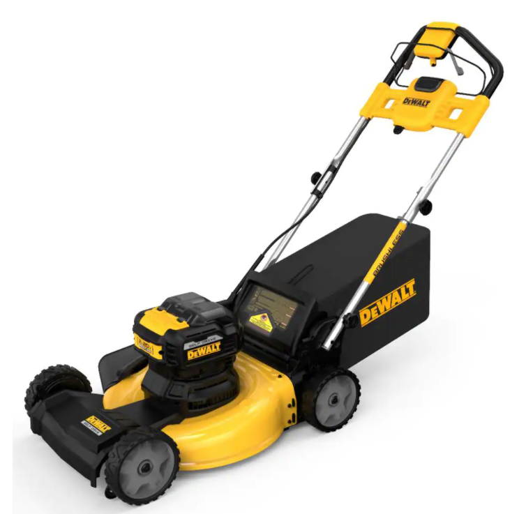 Cortador de grama autopropelido sem fio DEWALT MAX de 21,5 polegadas e 20V com bateria de íon de lítio.