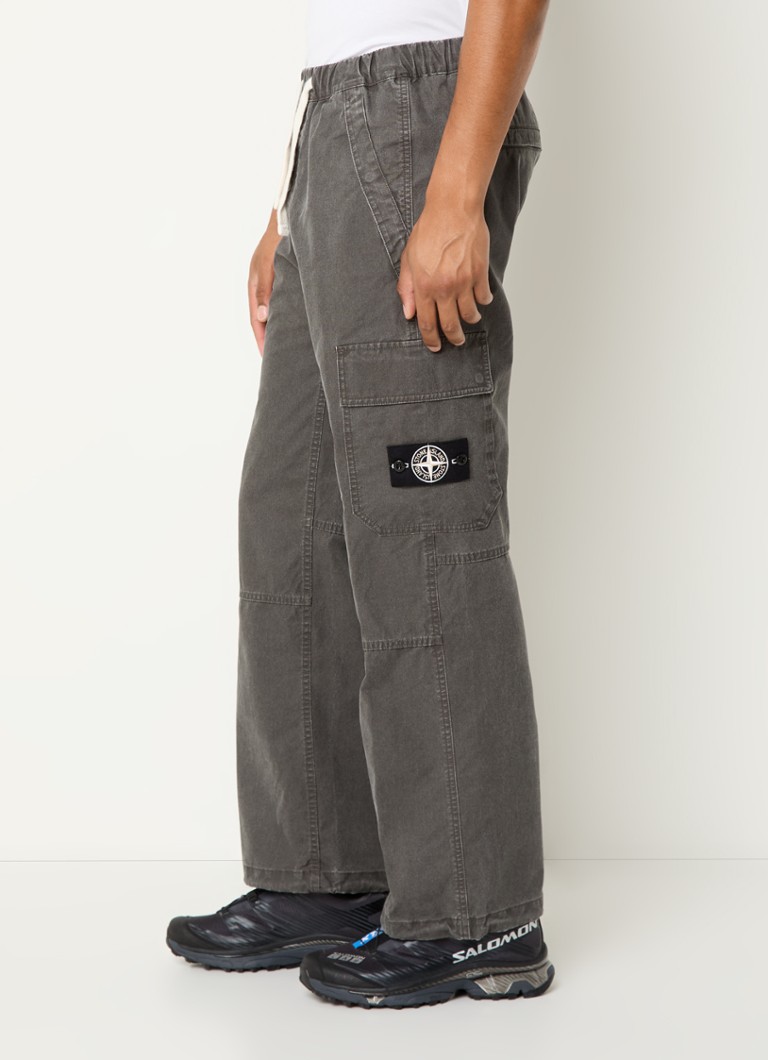 Pantaloni cargo Stone Island 32T1 cu croială dreaptă din amestec de lyocell și logo