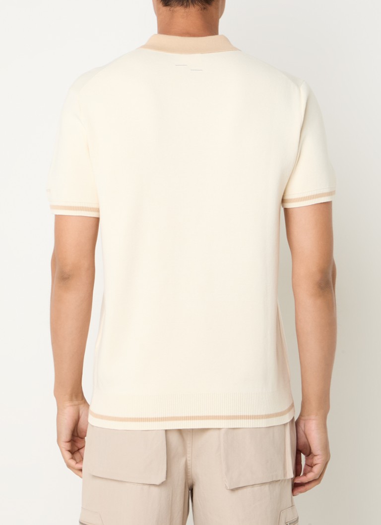 Filling Pieces Fino pletena polo majica regularnog kroja s vezom logotipa