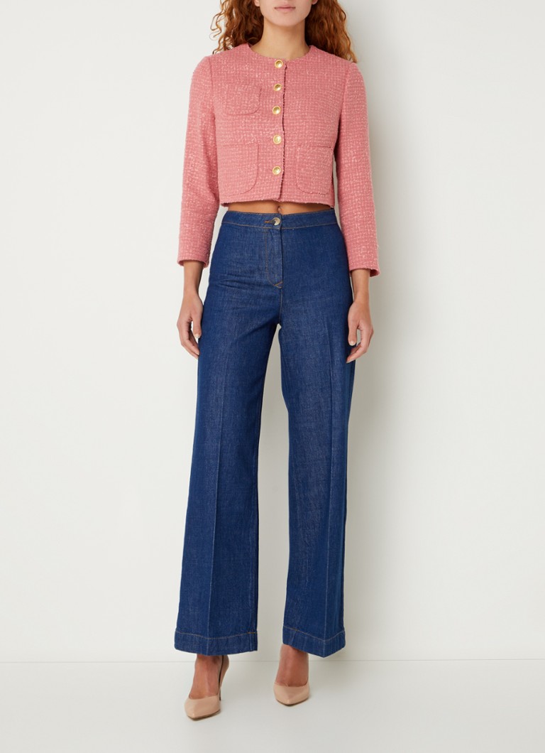 Chaqueta corta Allie de LKBennett, con efecto tweed y bolsillos de parche.