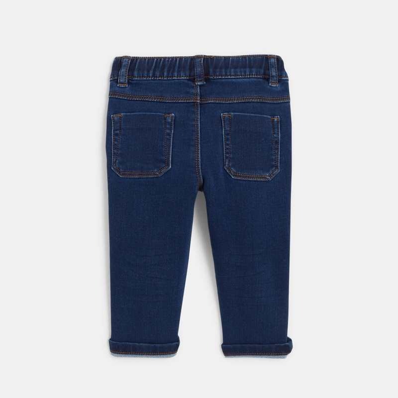Jean enfilable taille élastique bleu bébé garçon