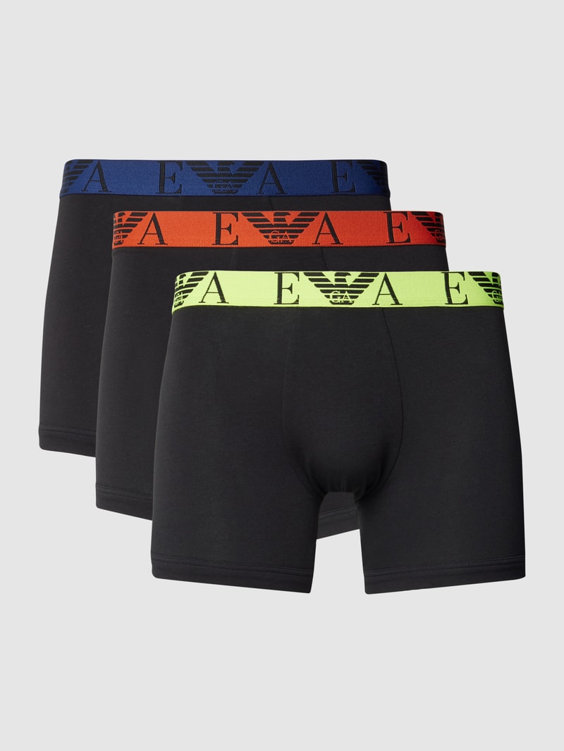 Pants mit Label-Bund Modell 'BOLD MONOGRAM' im 3er-Pack in schwarz