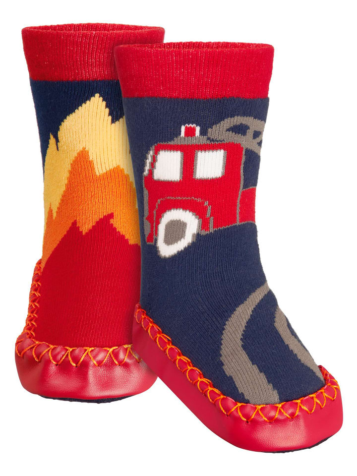 Playshoes Hüttenschuh Feuerwehr in Marine günstig kaufen
