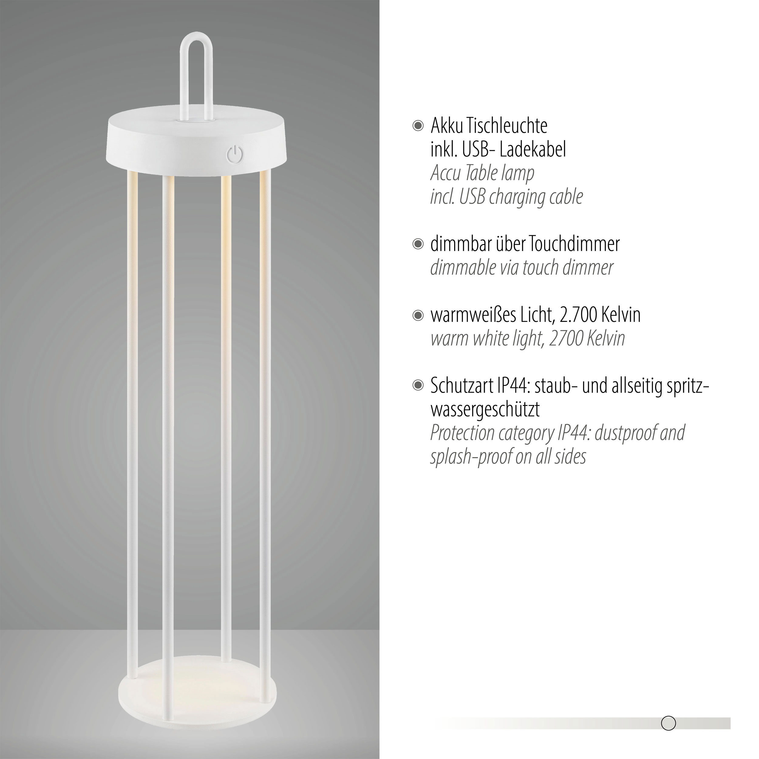 JUST LIGHT.LED-Akku-Tischleuchte 1flg