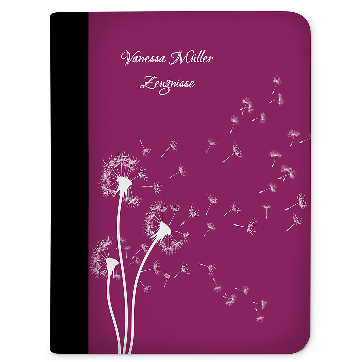 Zeugnismappe / Dokumentemappe mit Name personalisiert Pusteblume Brombeere