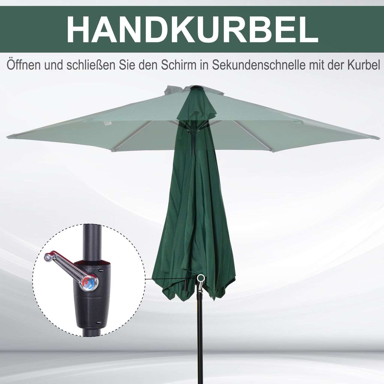 Outsunny Sonnenschirm Knickschirm Gartenschirm Marktschirm Handkurbel