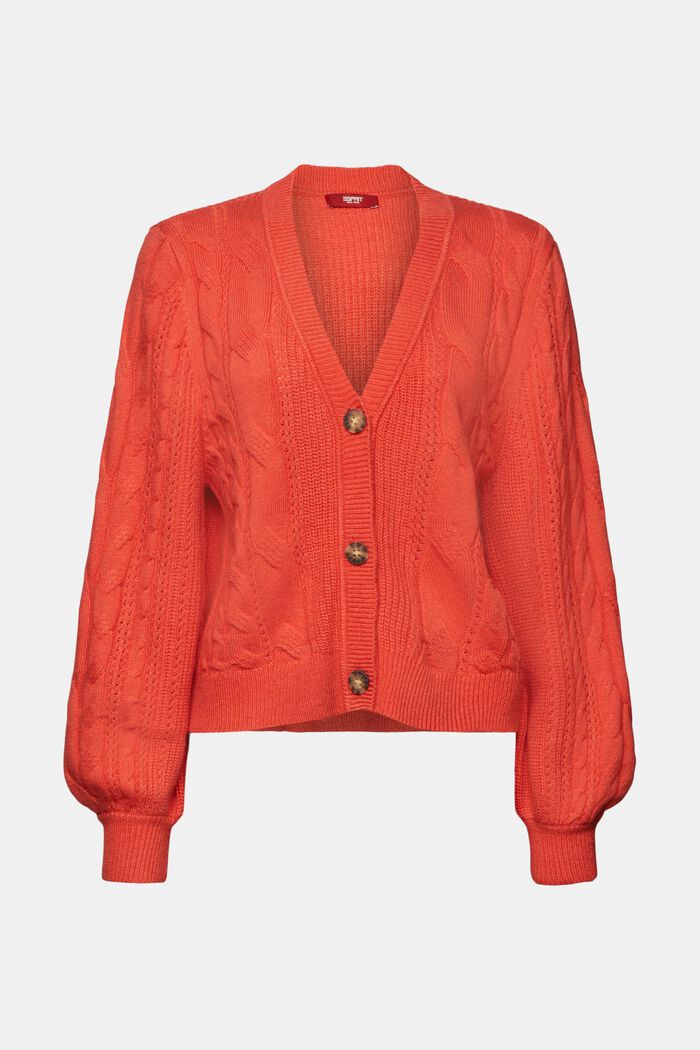 Cardigan aus Zopfstrick, Wollmix
