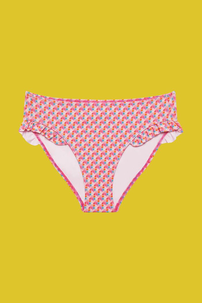 Mehrfarbige Bikinihose mit Rüschendetails