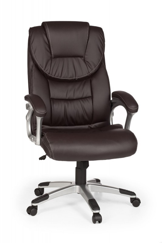 Amstyle Bürostuhl Leder Optik Braun Schreibtischstuhl Chefsessel Drehstuhl mit XXL Polsterung