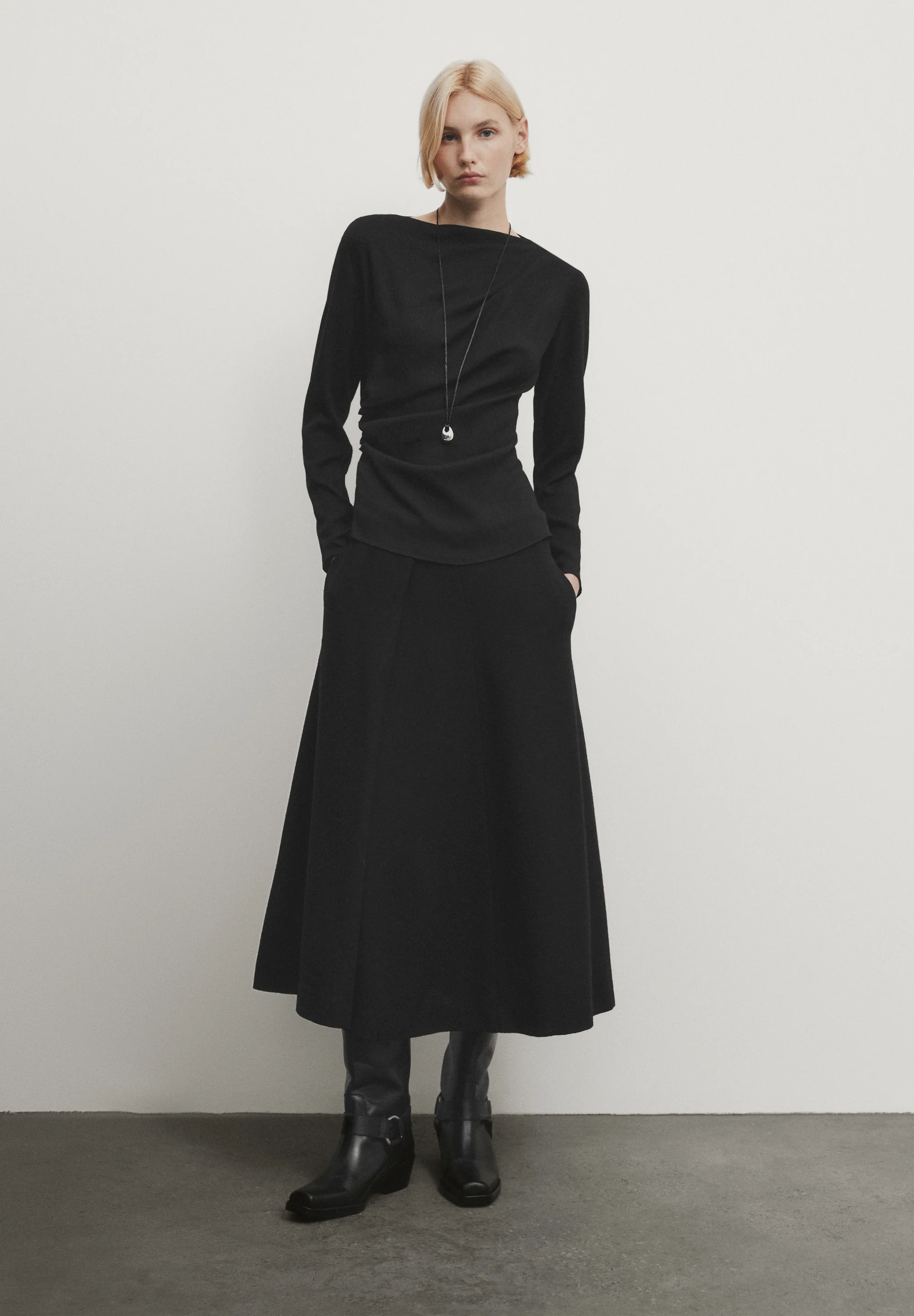 Blusa Massimo Dutti MANGA LARGA CON DETALLE DRAPEADO
