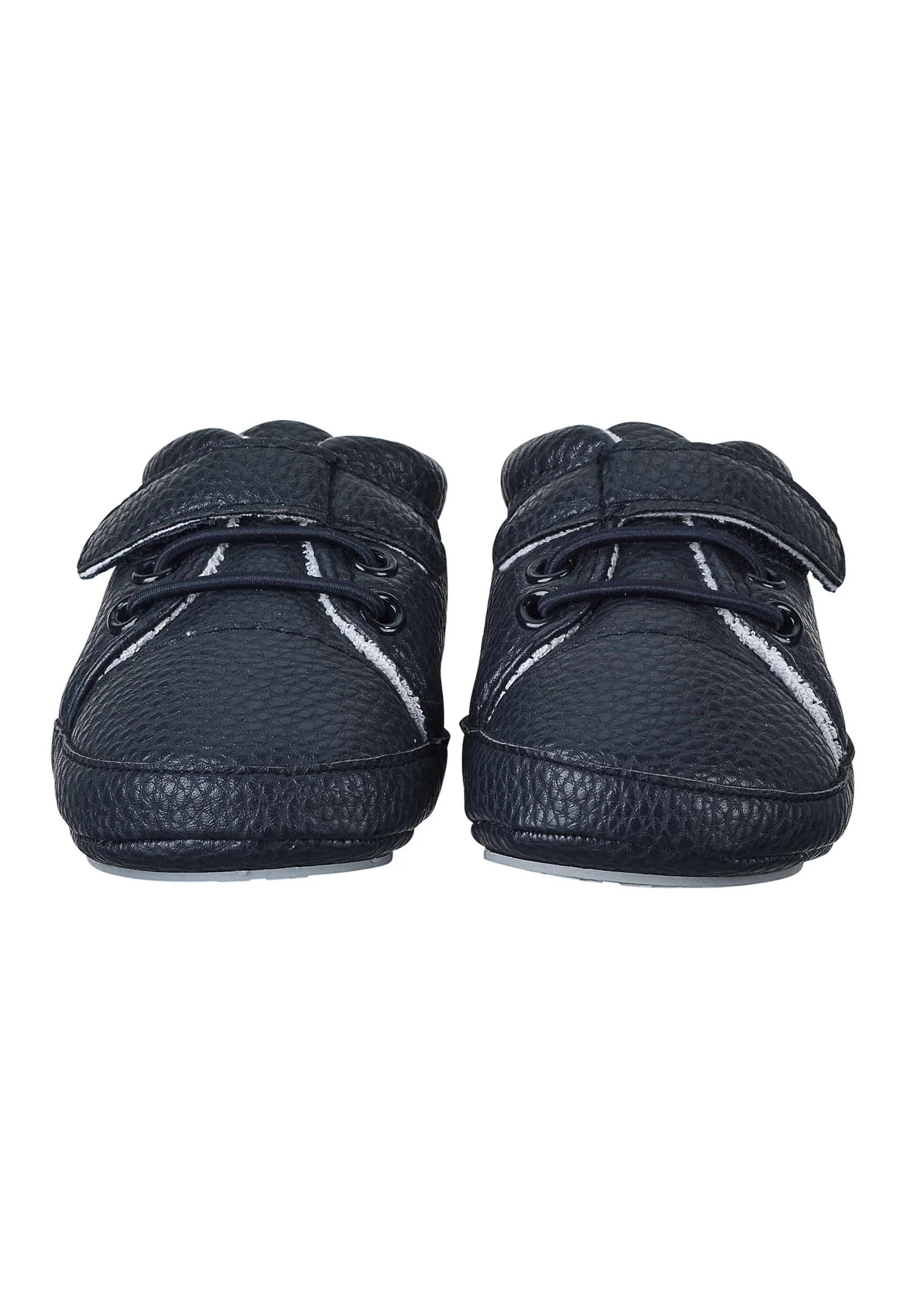 Babyschuh aus Kunstleder, Marine und Weiß