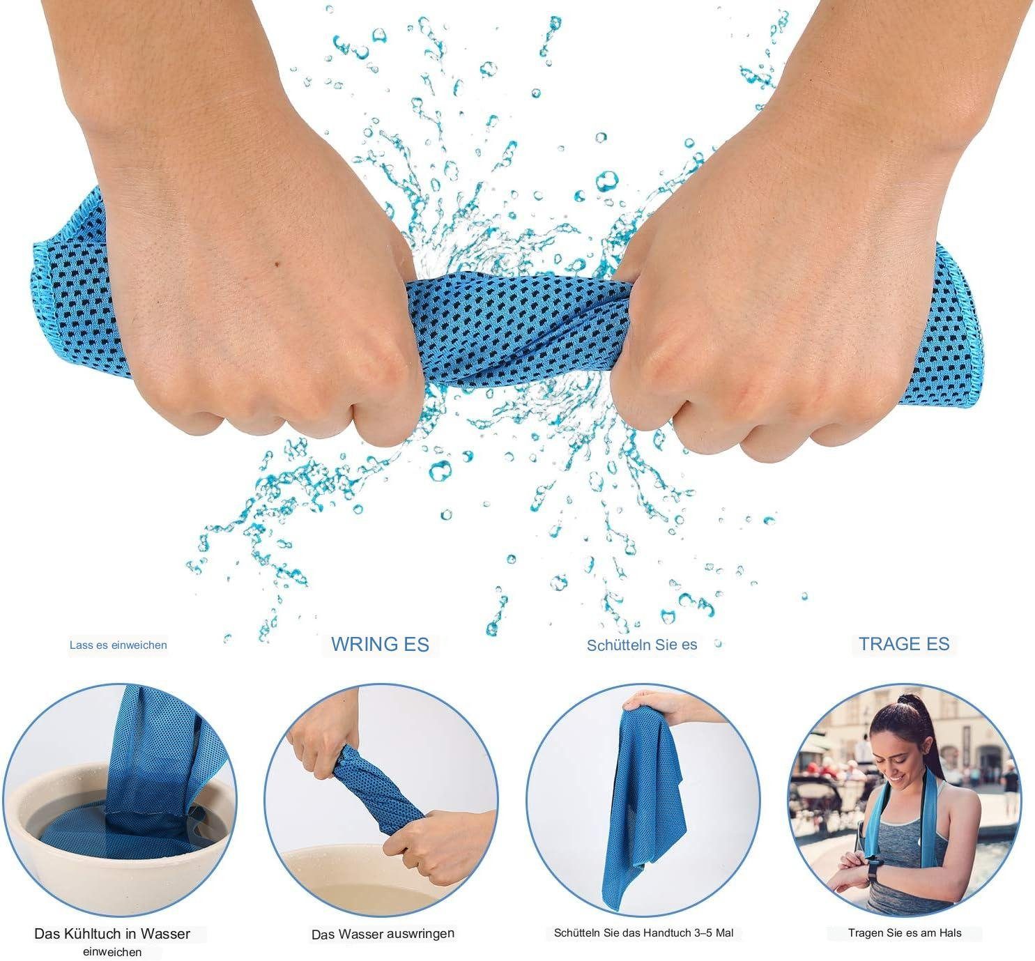 Einemgeld Sporthandtuch 4 Stück Kühlhandtuch Mikrofaser Sporthandtuch Fitness Handtuch