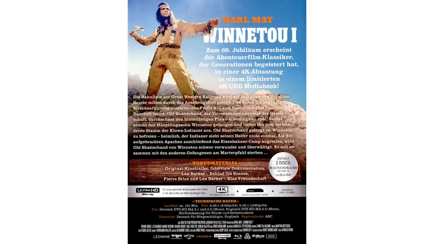 Winnetou 1 - Mediabook - Limited Edition  (4K Ultra HD) (+ Blu-ray)