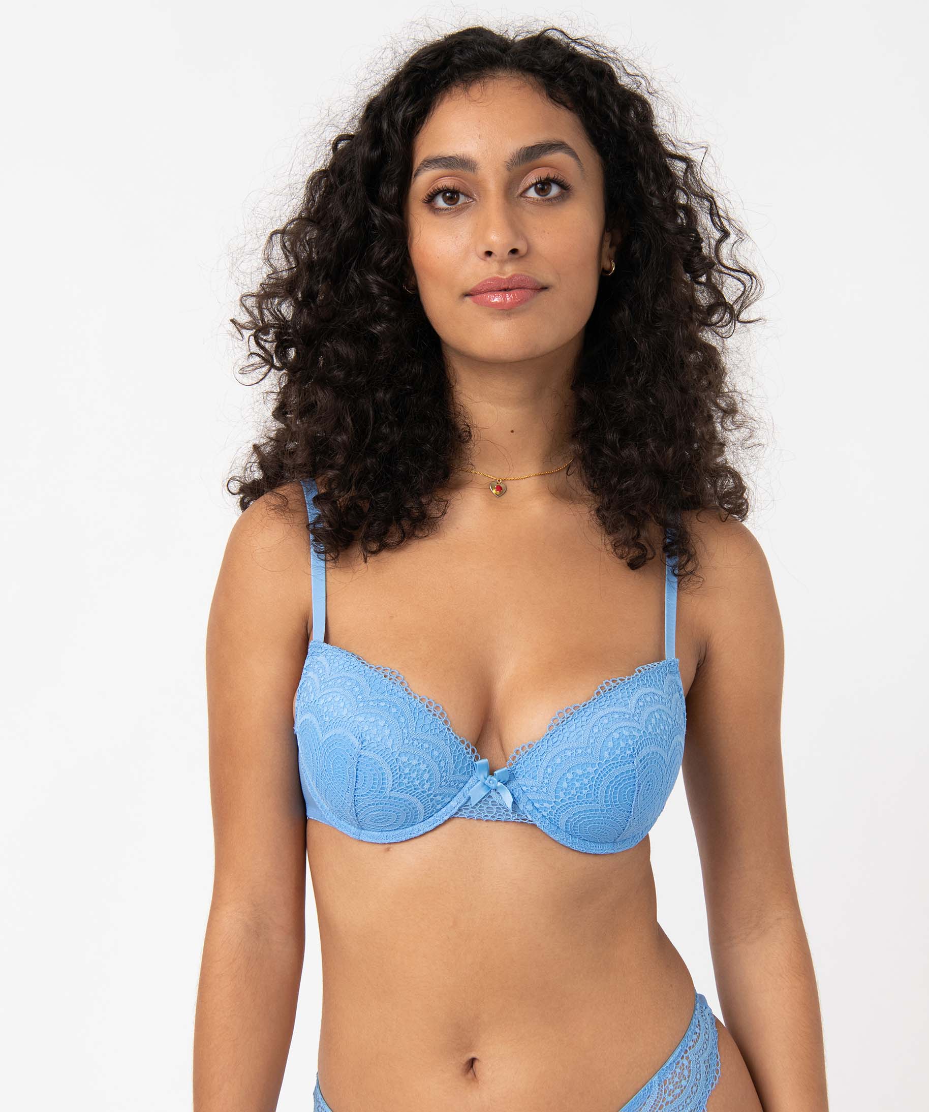 Soutien-gorge corbeille en dentelle à armatures femme bleu | GEMO
