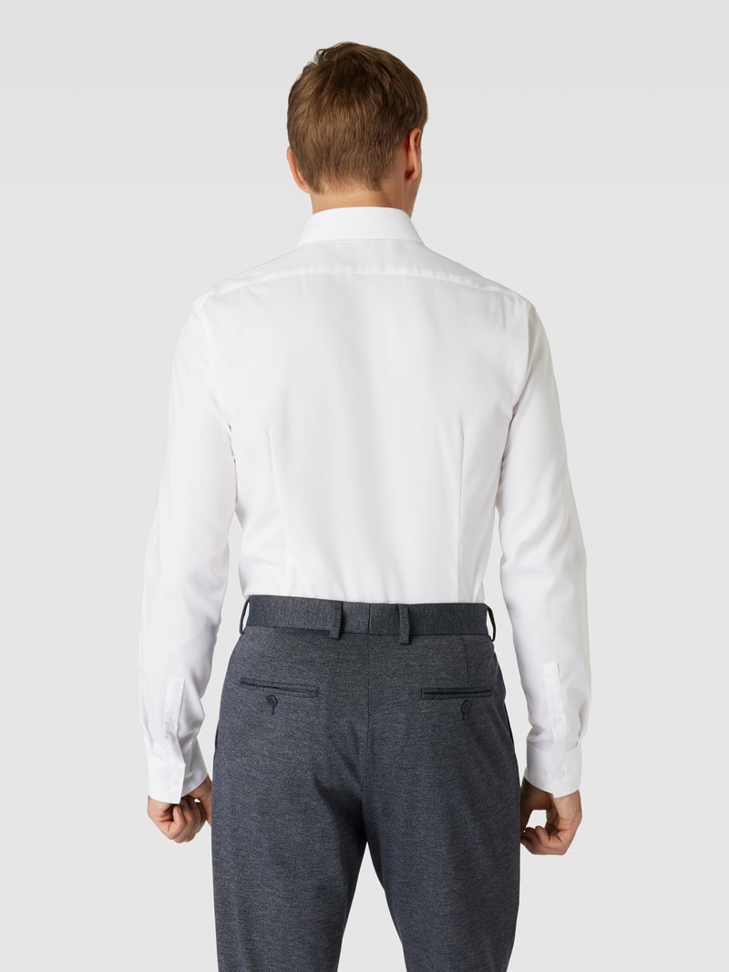 Slim Fit Business-Hemd in unifarbenem Design Modell 'Bari' in weiß