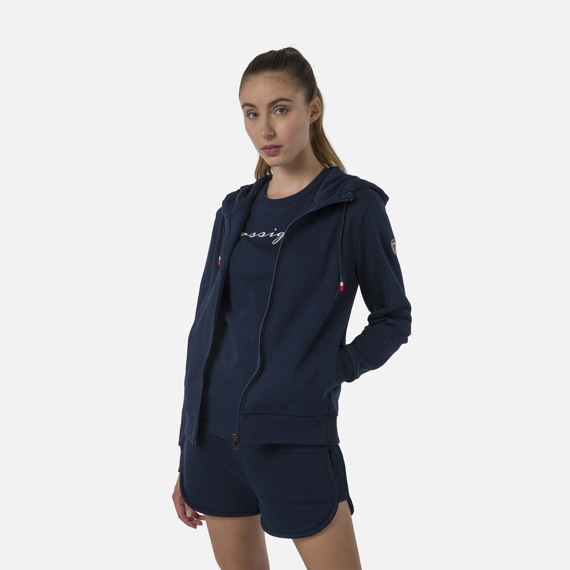 Sweat à capuche zippé molletonné Logo Femme