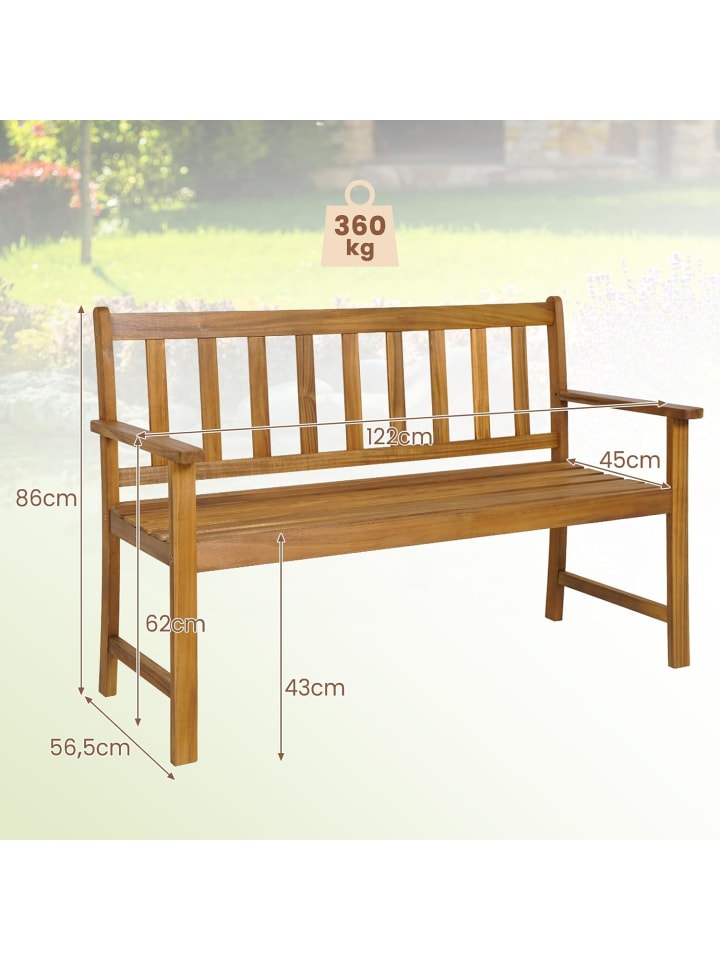 COSTWAY Gartenbank 2 Sitzer in Hellbraun günstig kaufen onesize