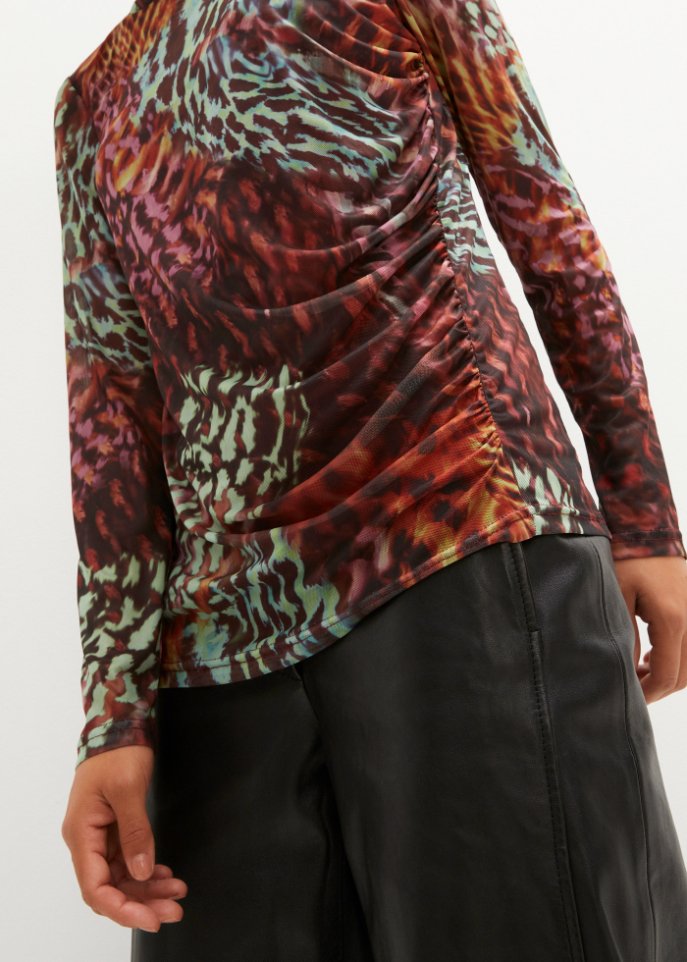 Meshshirt mit Raffung