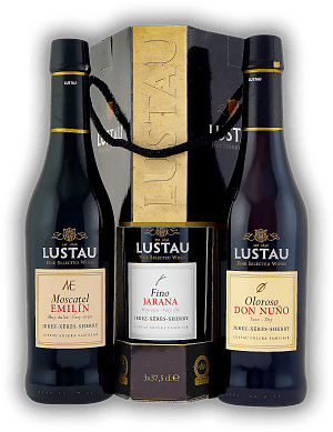 Lustau Sherry Trio Deluxe 3x 0,375 Liter 1x Jarana, 1x Dry Oloroso Don Nuno, 1x Moscatel Emilin Lustau Sherry Trio Deluxe 3x 0,375 Liter 1x Jarana, 1x Dry Oloroso Don Nuno, 1x Moscatel Emilin Kleine und feine Sherry-Auswahl. 1,125	 Liter - Vol 17,33%