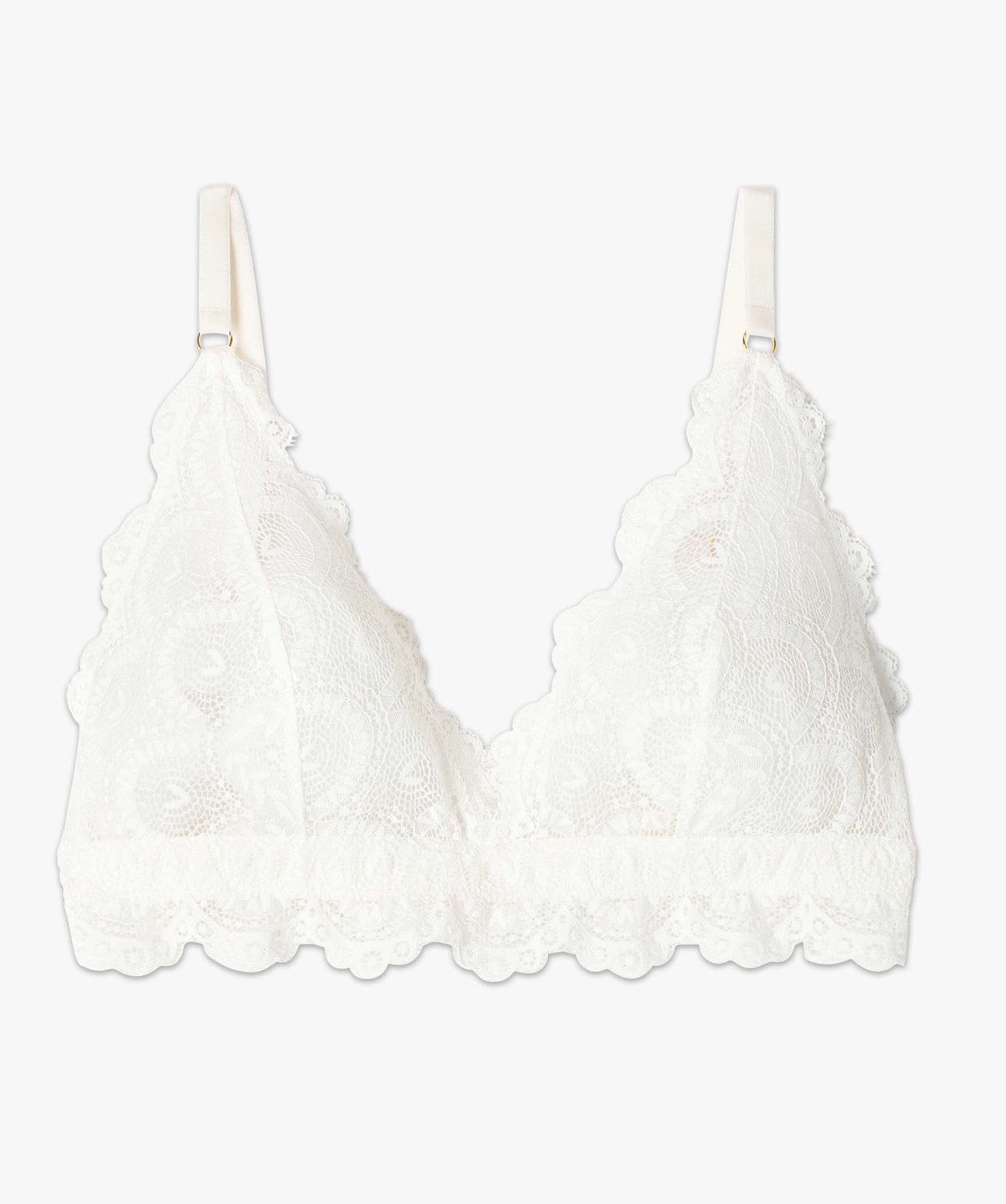Soutien-gorge triangle sans armatures en dentelle blanc | GEMO