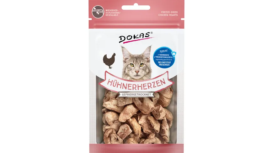 Dokas Katzensnack Hühnerherzen gefriergetrocknet 15 g