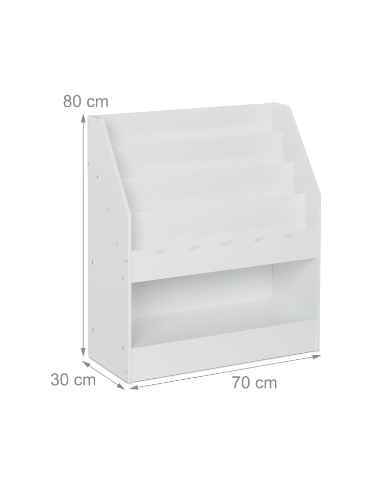 relaxdays Kinderbücherregal in Weiß - (B)70 x (H)80 x (T)30 cm günstig kaufen onesize