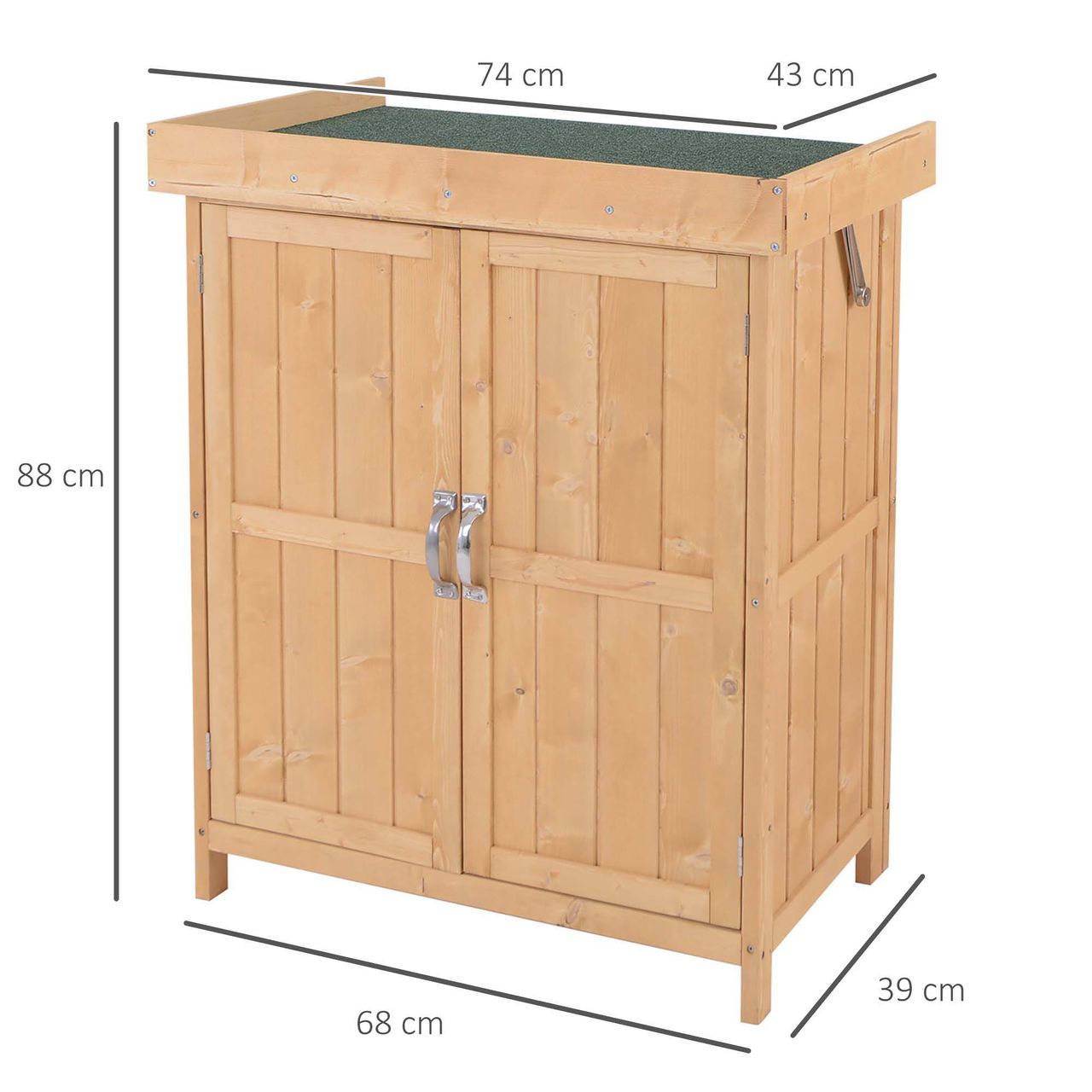 Outsunny Geräteschrank Geräteschuppen Holzschrank 2 Fächer Tannenholz Natur